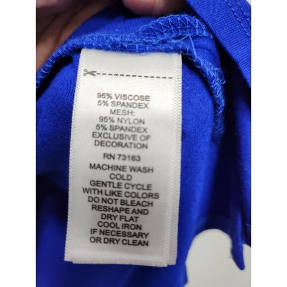 Cable & Gauge Womens Blue Mesh Shoulder Top Size 2X Short Dolman Sleeve Boxy - Picture 6 of 9